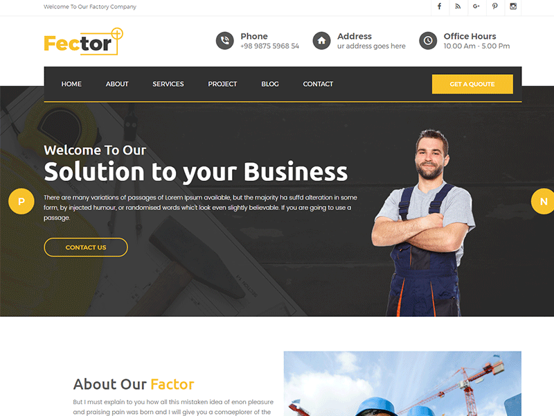 Fector Plus - Factory & Industrial HTML5 Template business chemicals corporate enery engineering factory industrial industry manufactruing oil and lubricant plant refinery