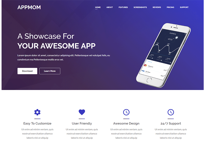 Appmom – Multipurpose Landing Page Template