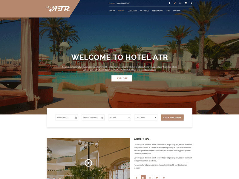 Hotel Atr - Hotel & Resort HTML Template accommodation booking holiday hostel hotel luxury motel rent reservation resort responsive rooms