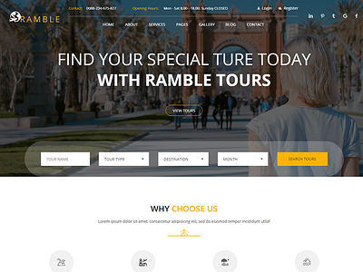 Ramble - Creative Travel Agency HTML Template accommodations booking hotel motel rental reservation suntour tour tourism transfers travel trip