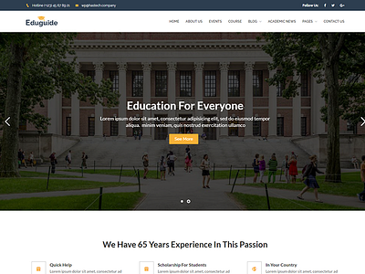 Eduguide – Education WordPress Theme academia academy campus course courses e learning education school student students teacher university