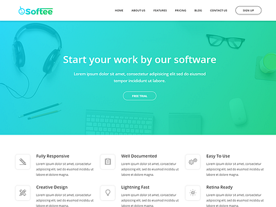 Softee - Multipurpose Software / SaaS Product Theme bootstrap business template creative html5 ipad multiple skins programs software technology