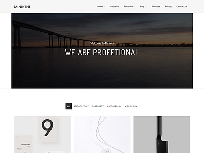 Minikini - Minimal Portfolio WordPress Theme advertising agency business freelancer gallery interior minimal photography portfolio showcase studio