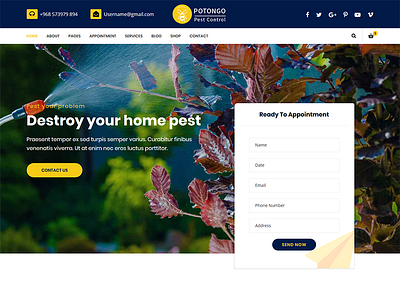 Potongo Pest Control Services Html Template bed bug business cleaning control mosquito niche pest pest control pest service
