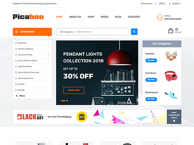 Picaboo - Electronics eCommerce Template book book author book publisher book shop book store clean digital books e book store e learning ecommerce