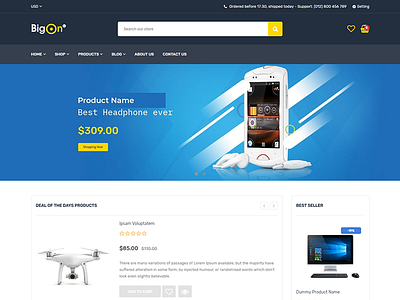 BigOn - Responsive Electronics Shopify Theme bootstrap camera digital product ecommerce electronics interior laptop mobile multipurpose phone responsive shopify sections