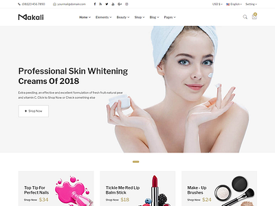 Makali - Cosmetics and Beauty eCommerce Bootstrap4 Template beauty products beauty shop beauty store cosmetic products cosmetics ecommerce make up makeup natural organic responsive skincare