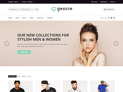 Genrre - Fashion ECommerce Bootstrap4 Template accessories clean clothing cosmetics creative e commerce ecommerce elegant emerald fashion jewelry makeup