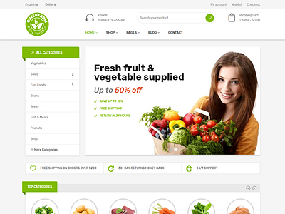 Greenfarm - Organic Food eCommerce Bootstrap 4 Template