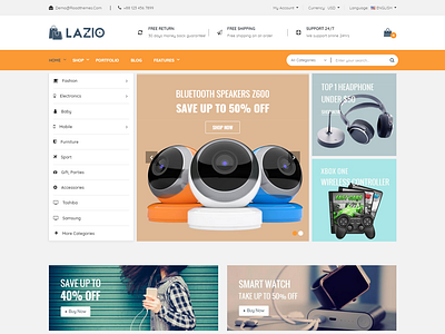 Lazio - Multipurpose eCommerce Bootstrap 4 Template book book publisher book shop book store decor ecommerce electrical product store electronics electronics shop fabric furniture glass interior online store responsive