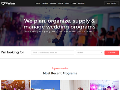 Weddist - Wedding Vendor Directory & Listing Bootstrap