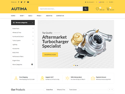 Autima - Car Accessories Bootstrap HTML Template