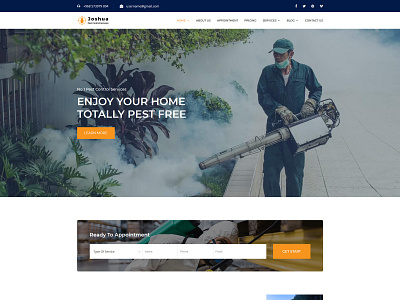 Joshua - Pest Control Service HTML Template agency anona bootstrap bug bug control bugs bugs removal business clean domestic exterminator html5 modern pest pest control pest experts pest prevention pest protection responsive termite