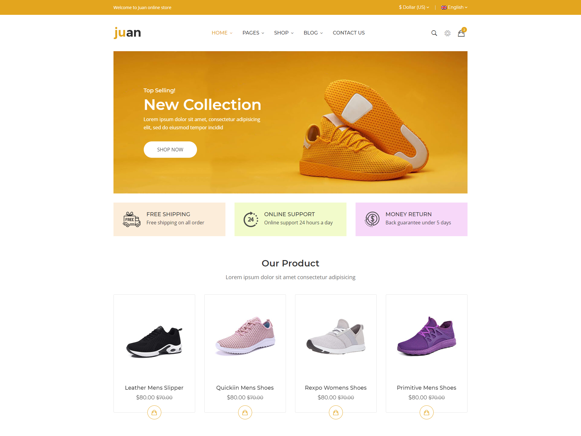 Juan Shoes Store Html Template by 