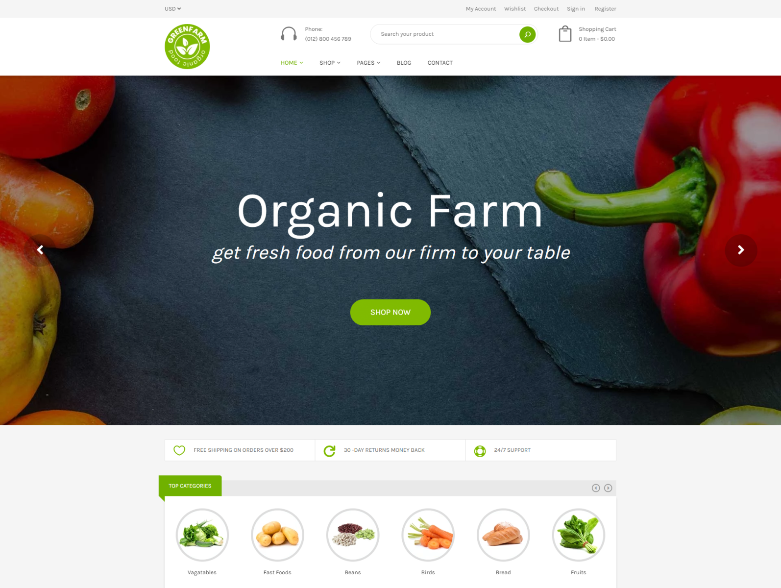 Organic Food Shopify eCommerce Theme Greenfarm by HasTech on Dribbble