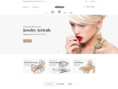 Monsta - Jewelry Shopify Theme bootstrap clean cosmetic cosmetic shop diamond jewellery diamond store ecommerce jewel jeweler jewellery shop mens jewellery modern organic cosmetics responsive womens jewellery