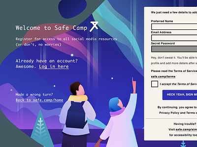 Safe Camp - Adobe XD Sign-Up Process