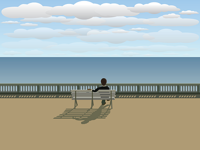 Ocean comfortable illustrator man ocean sea vector