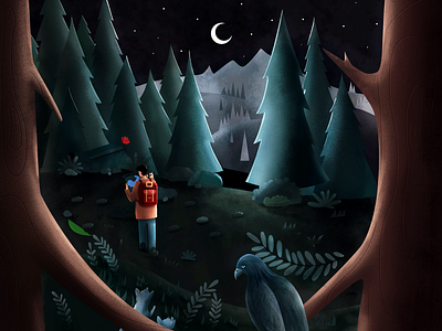 冷眼旁观 affinitydesigner eagle exploration forest illustrations wolf