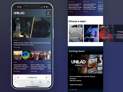 UNILAD Homepage Redesign articles branding gradient homepage journalism mobile transitions ui ux website