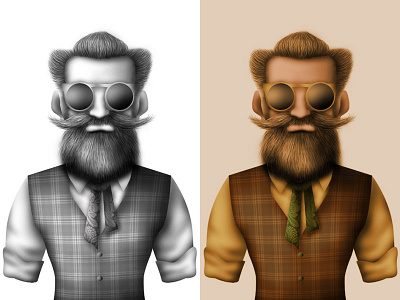 Hipster Grandad Character 2d 3d character colour development illustration illustrator lighting photoshop process wacom