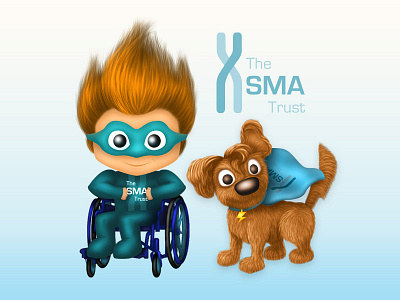 The SMA Trust Characters "Thunder & Lightning" boy character charity colour design detail dog illustration mascot photoshop process shading