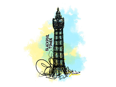 Blackpool Tower Illustration architecture art building colour creative design illustration infographic ink line sketch watercolour