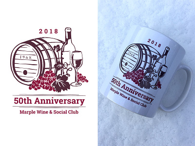 50th Anniversary Mug festive gift graphic illustration merchandise mug pantone print snow vector wine