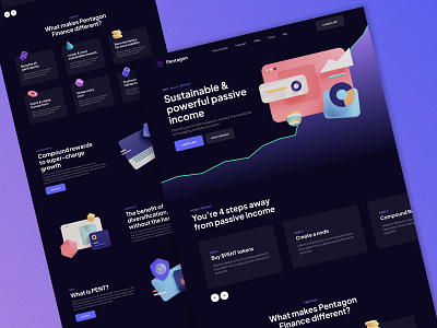 Pentagon Finance - DeFi App crypto cryptocurrency dapp dark theme defi landing page web3 webflow