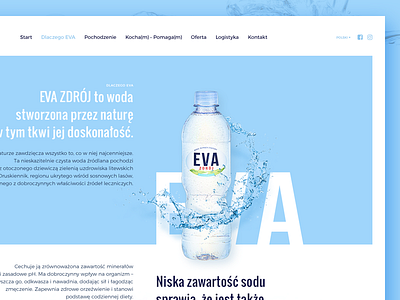 EVA ZDRÓJ blue flat site typography water web