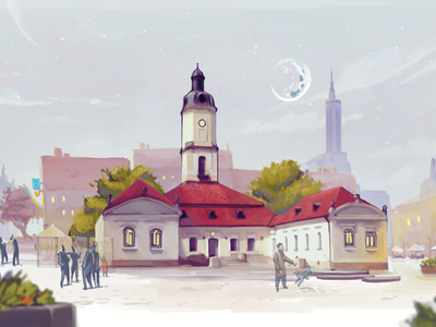 Old town hall of Bialystok art bialystok design digital drawing illustration old painting poland vector