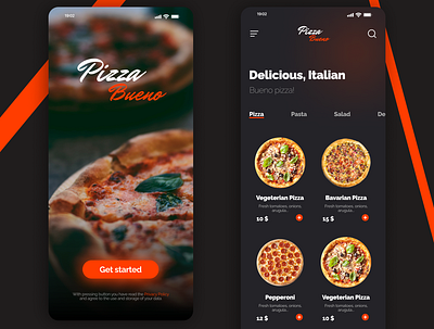 Mobile Pizza App design food graphic design pizza ui ux web design