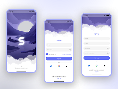 LogIn Ui Design app blue branding dailyui design graphic design illustration landing light theme logo mobile purple sign in page sign up page ui ui challenge ui design uiux ux vector