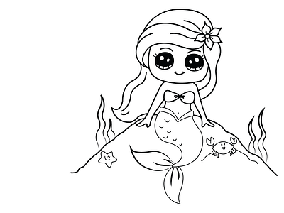 Mermaid Line Art Design