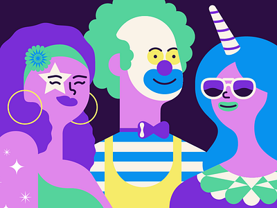 Carnaval carnival clown flat illustration illustrator minimal party vector