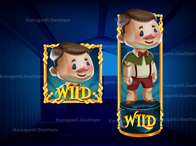 Wild-Slot Symbol. cartoon casino character igaming illustration pinnochio slot