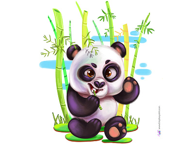 Panda bamboo cartoon colours kid kidscartoon panda trees