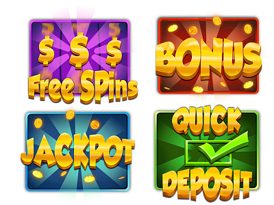 Icons Popup announcements bonus casino freespins game icons jackpot popups slots symbols