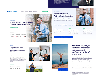 Thami | Personal landing page UI blue and white brand finance landing page minimal personal professional trader ui ux web