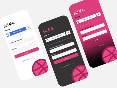 Dribbble sign-in page redesign design ui ux