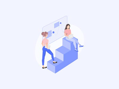 Challenge illustration 👩🏻‍💼 app board challenge co colleague illustration mobile stairs ui work