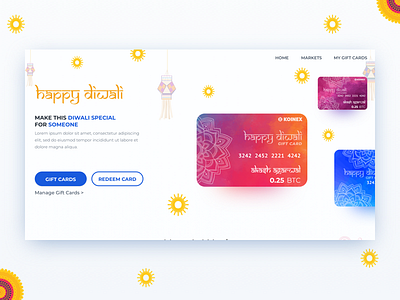 Website Design for Crypto Gift Cards for Diwali blockchain card celebration clean crypto currency design diwali festival illustration ui ux