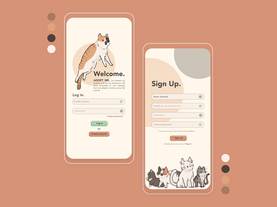 Cat adoption app | Daily UI Challenge 001 (Sign up) app daily ui dailyui design design challenge icon ui ux