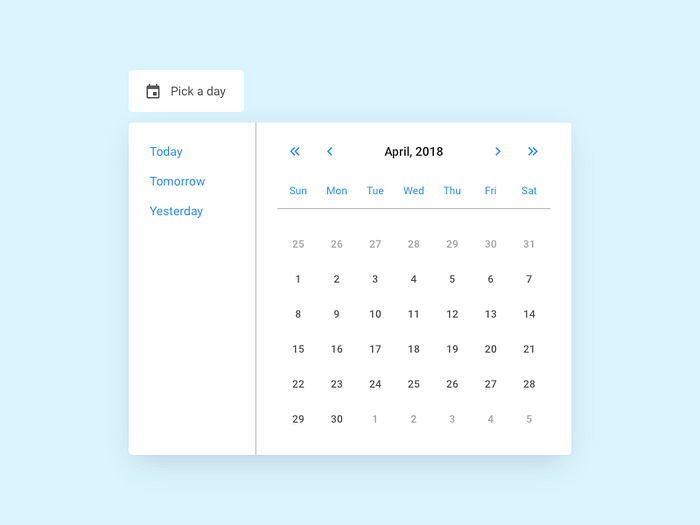 Date Picker / Sketchcomponents.com by Patrik Michalicka on Dribbble