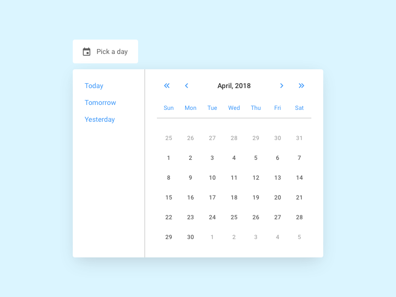 Date Picker / Sketchcomponents.com by Patrik Michalicka on Dribbble