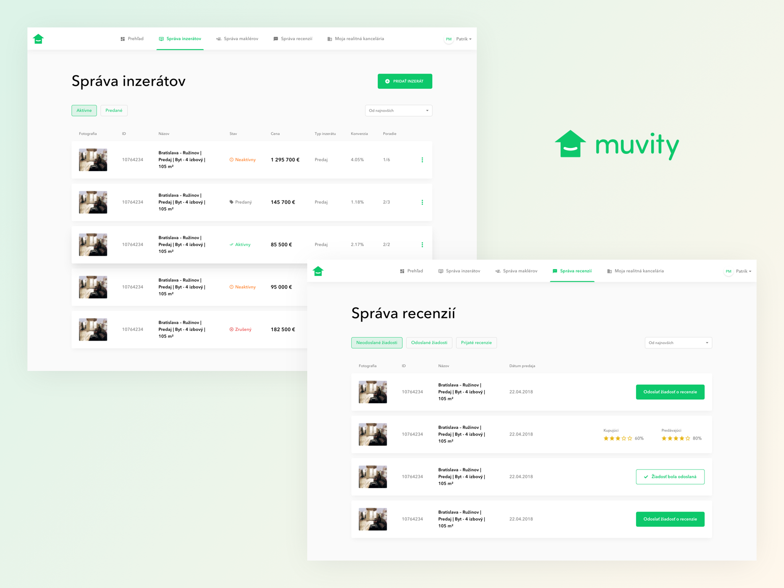 Muvity / Real estate agent admin by Patrik Michalicka on Dribbble