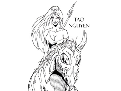 Tao Nguyen's Horse Girl Artwork characterdesign chick comicbook conan conceptart fantasyart horsegirl sketchdrawing taonguyen visualdevelopment warrior xena