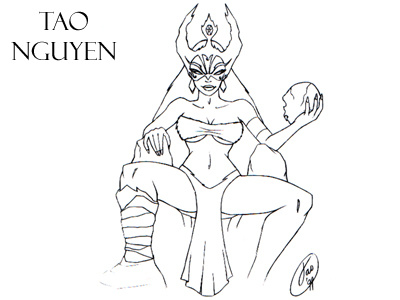 Tao Nguyen's Skull Queen Sketch Drawing