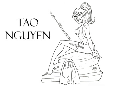 Tao Nguyen's Scuba Girl Drawing cartoon characterdesign comicart conceptart dangergirlfemale jamesbond marveldccomics scubadiving sketchdrawing snorkeling speargun taonguyen