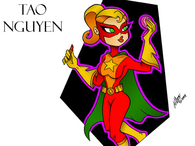 Tao Nguyen's Super Star Girl Colored Drawing cartoon characterdesign comicart conceptart cutefemale marveldccomics photoshop sketchdrawing supergirl superhero taonguyen